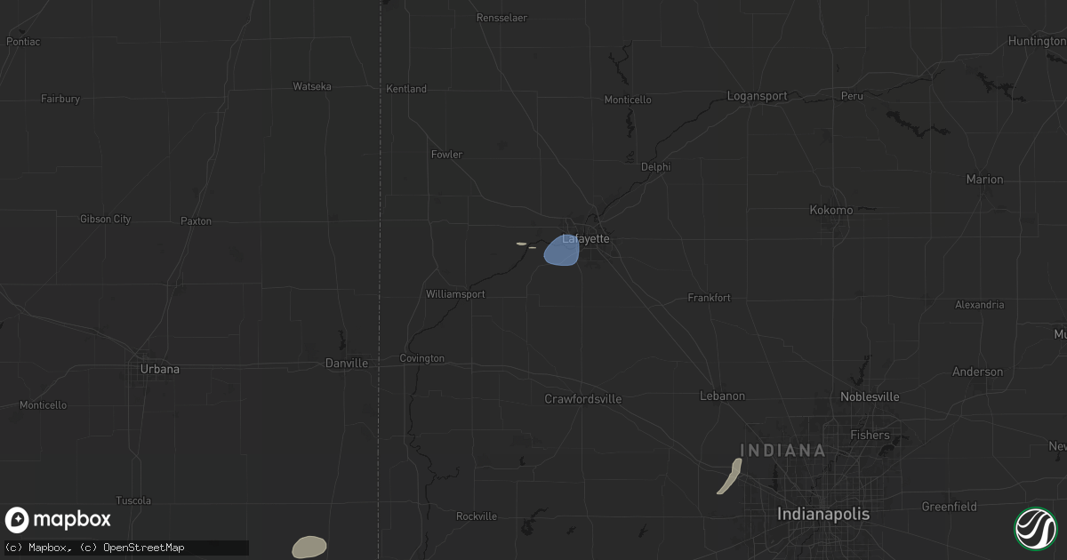 Hail map in Westpoint, IN on June 9, 2026