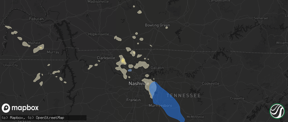 Hail map in White House, TN on June 9, 2026