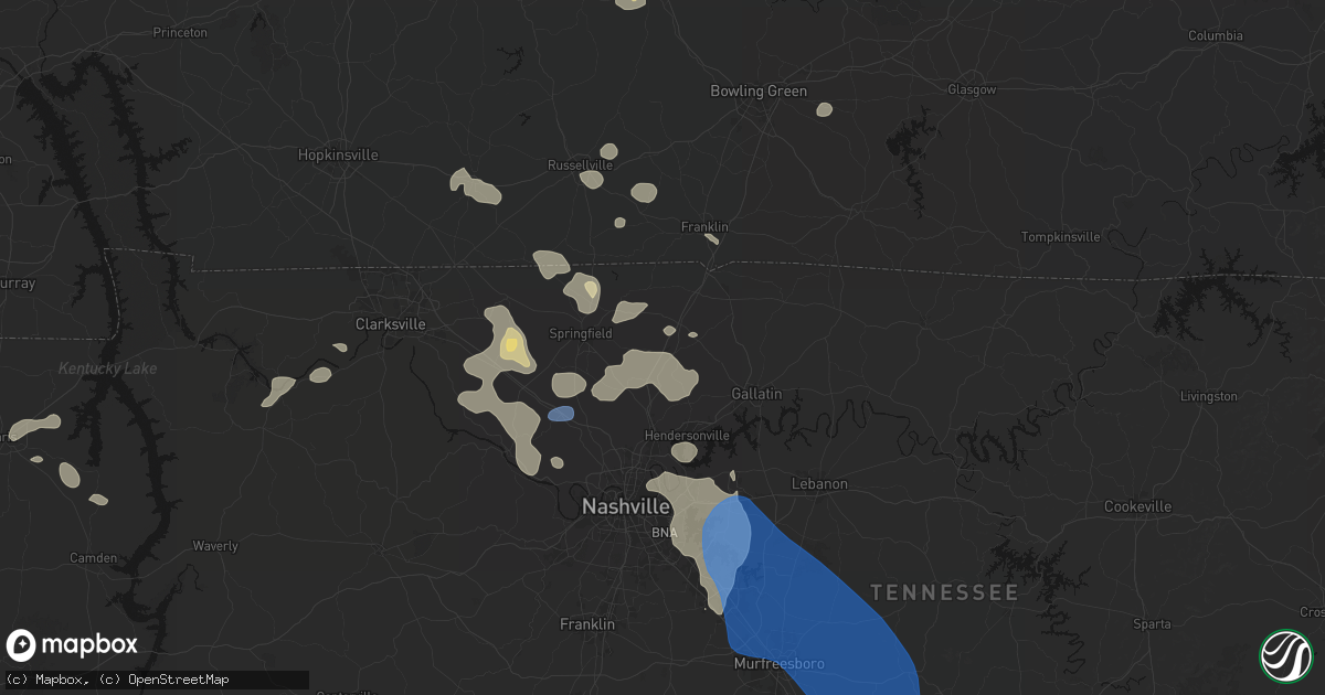 Hail map in White House, TN on June 9, 2026