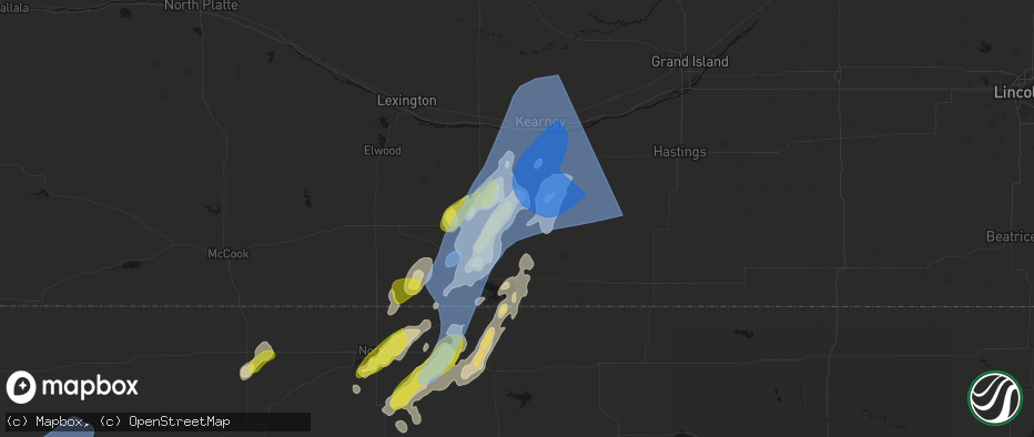 Hail map in Wilcox, NE on June 9, 2026