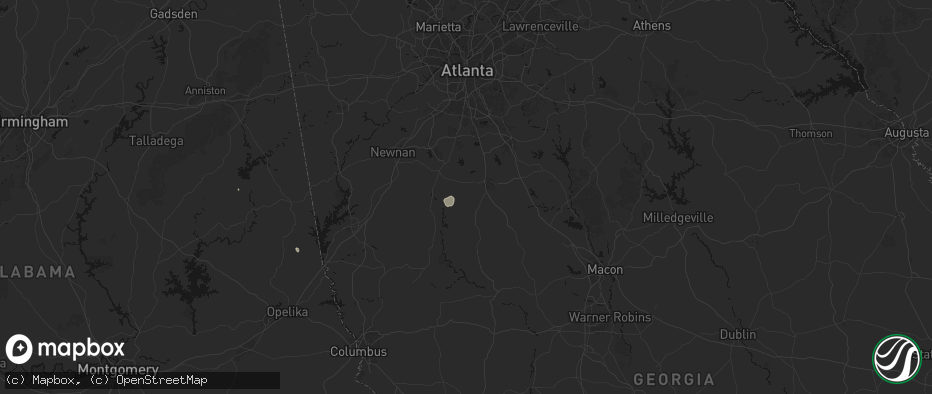 Hail map in Williamson, GA on June 9, 2026