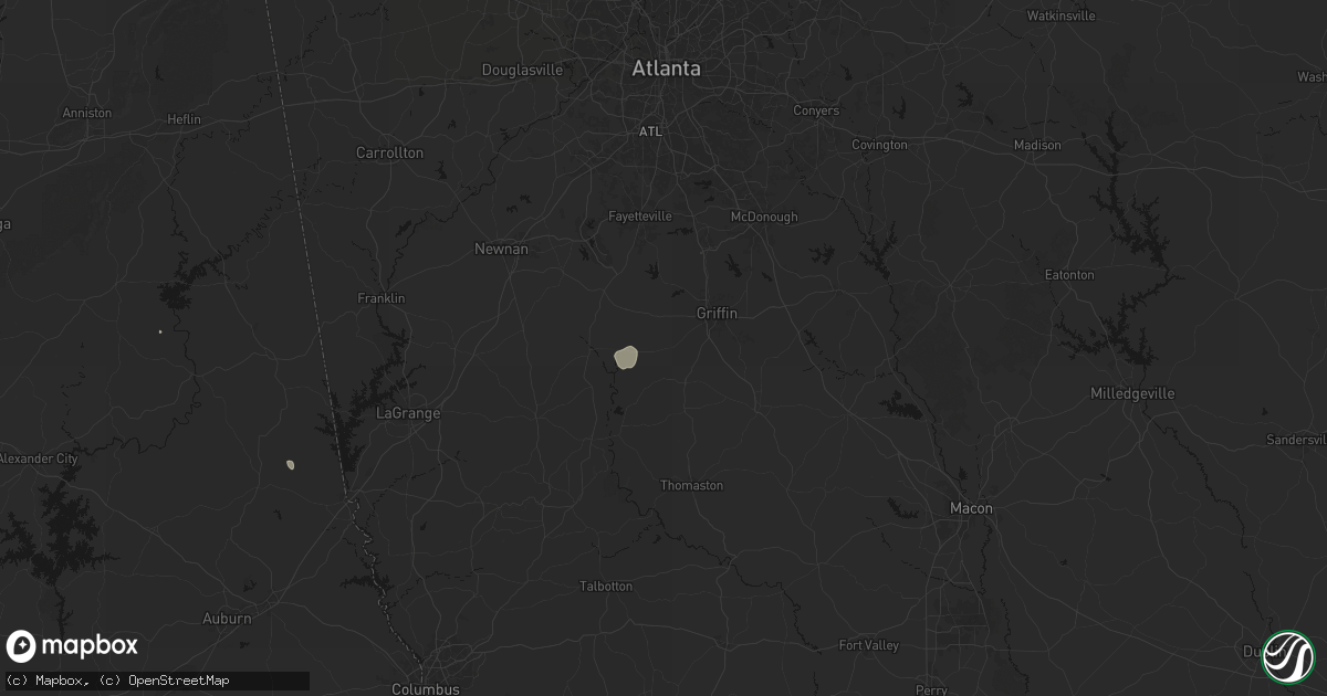 Hail map in Williamson, GA on June 9, 2026