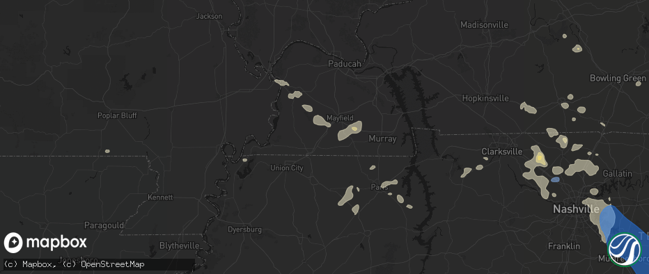 Hail map in Wingo, KY on June 9, 2026