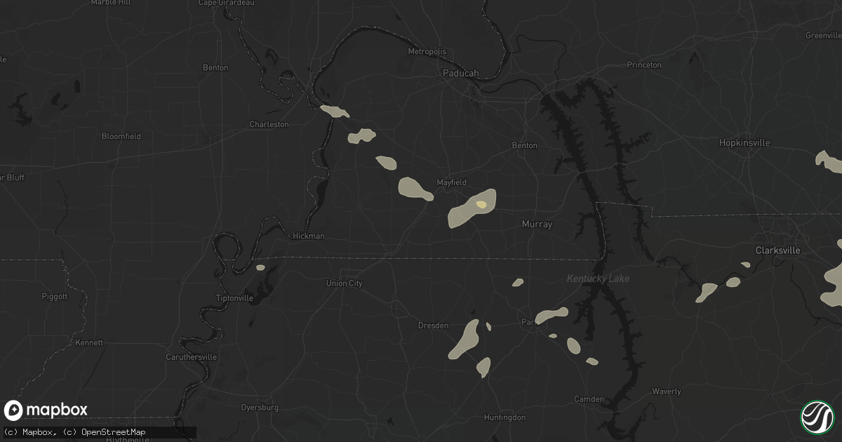 Hail map in Wingo, KY on June 9, 2026