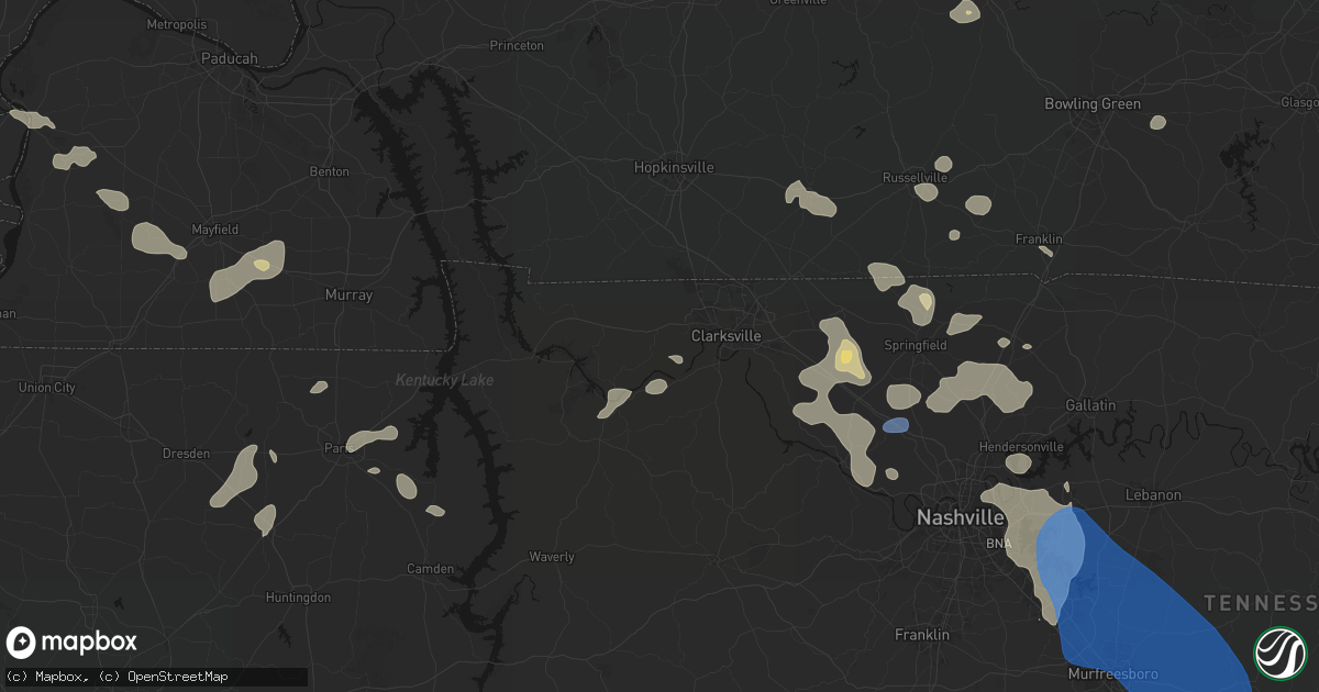 Hail map in Woodlawn, TN on June 9, 2026