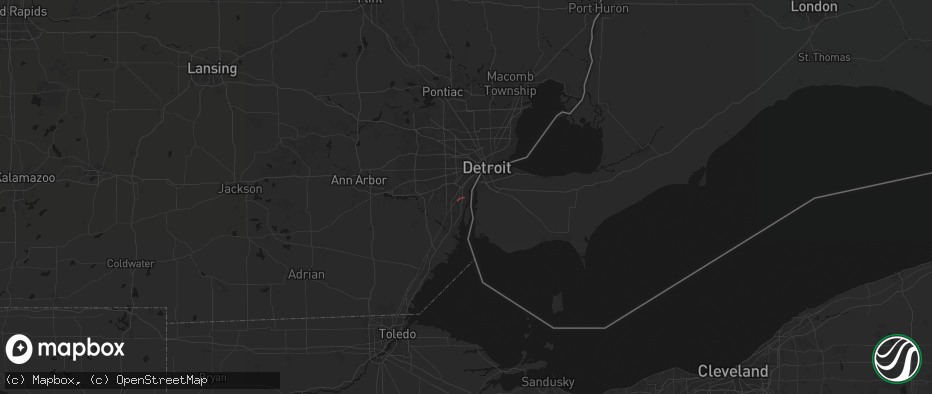Hail map in Wyandotte, MI on June 9, 2026