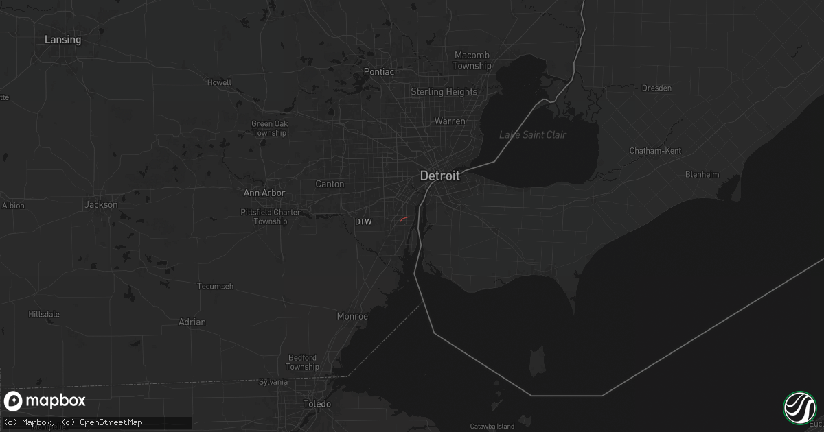 Hail map in Wyandotte, MI on June 9, 2026