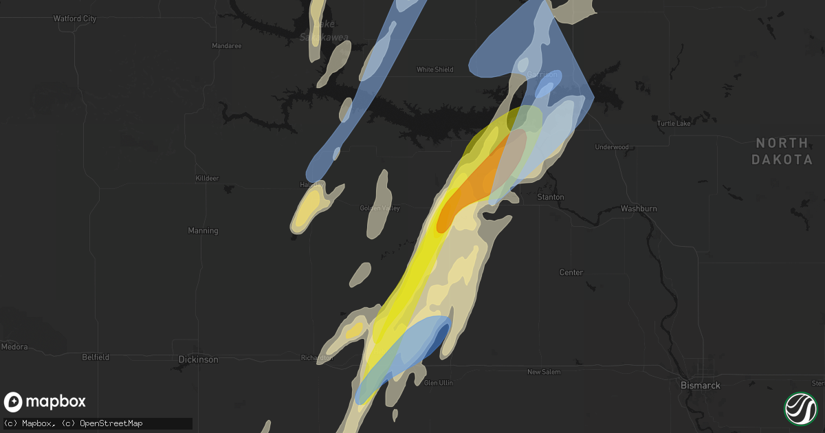Hail map in Zap, ND on June 9, 2026