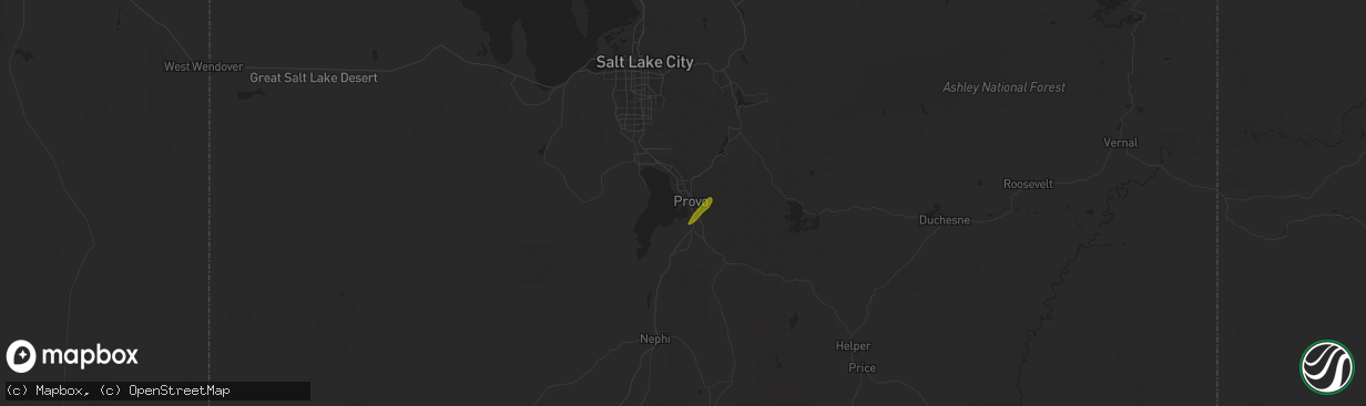 Hail map in Provo, UT on June 10, 2010