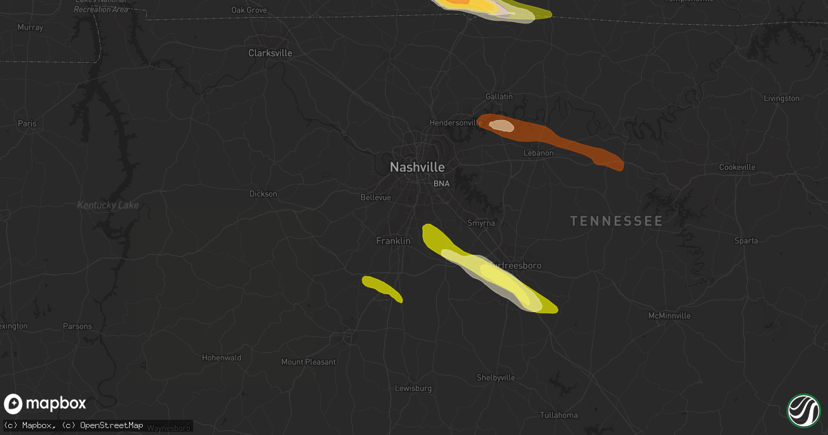 Hail map in Brentwood, TN on June 10, 2013