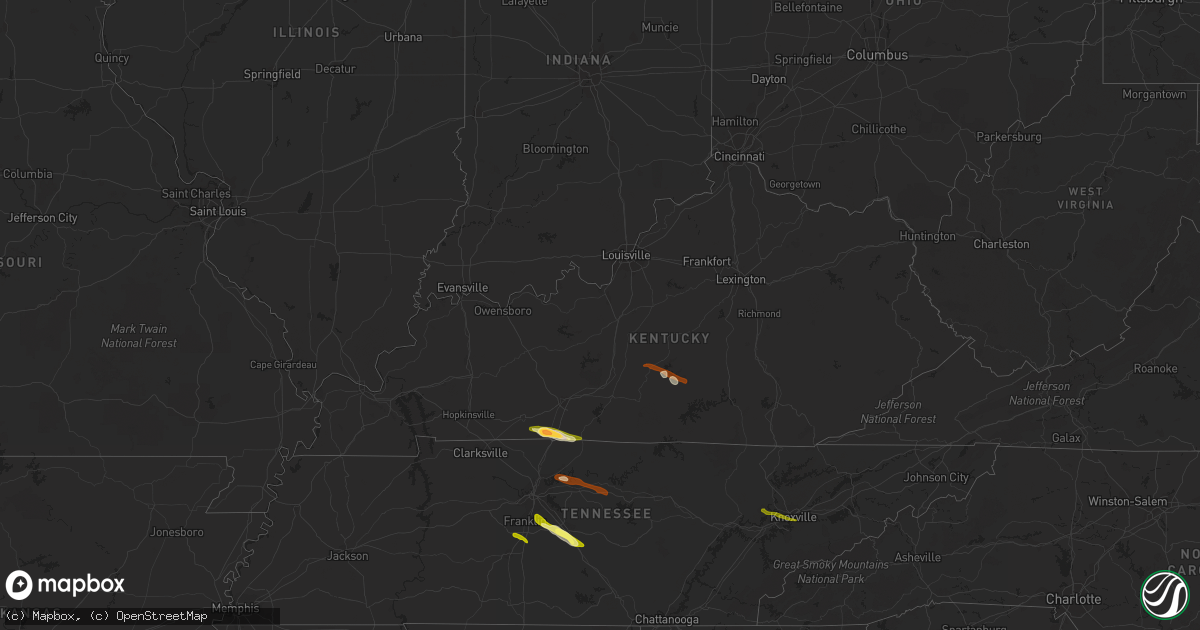 Hail map in Kentucky on June 10, 2013