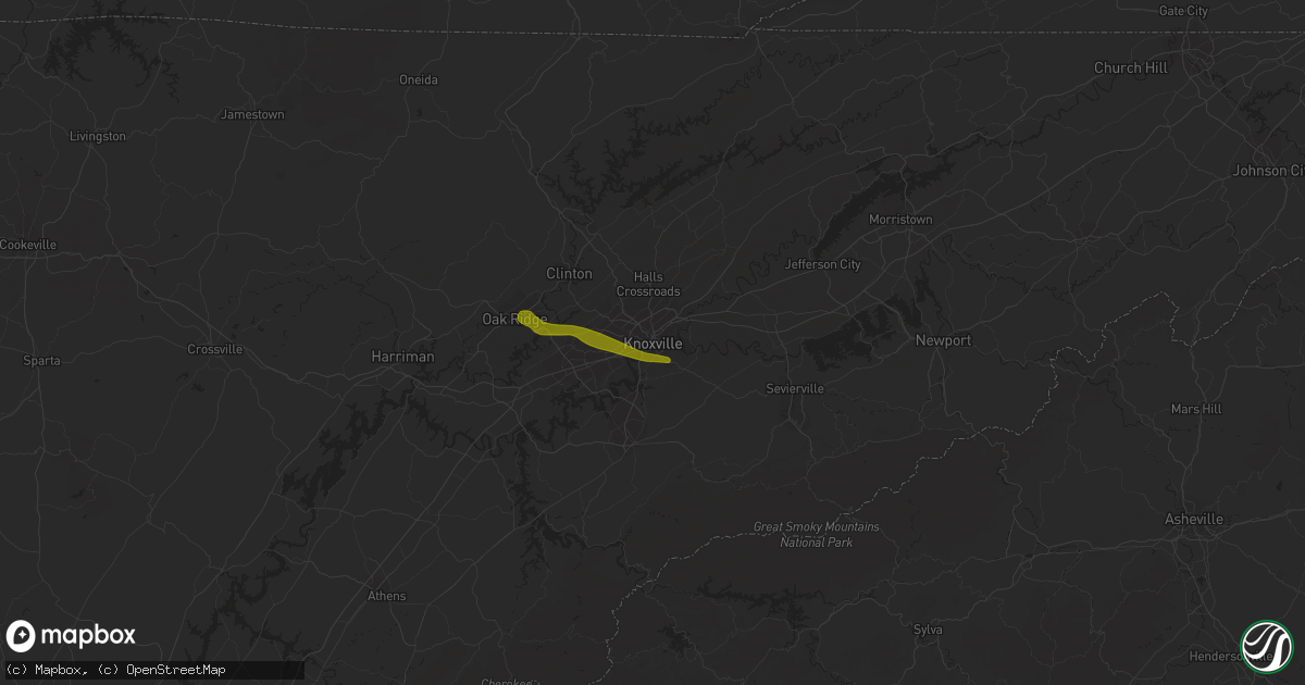 Hail map in Knoxville, TN on June 10, 2013