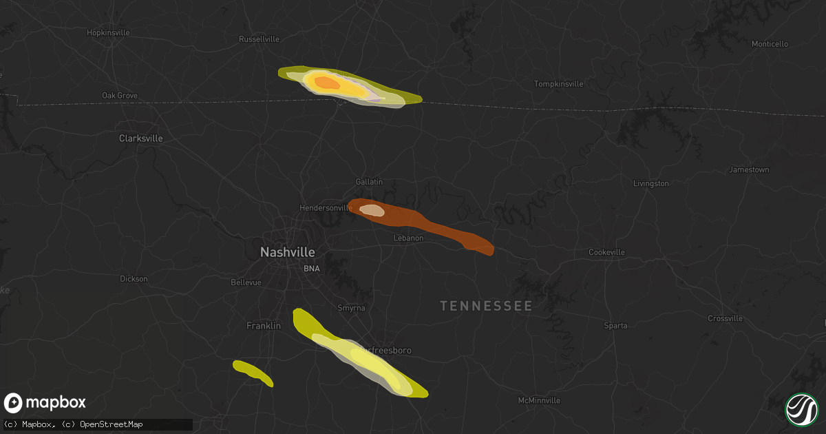 Hail map in Lebanon, TN on June 10, 2013