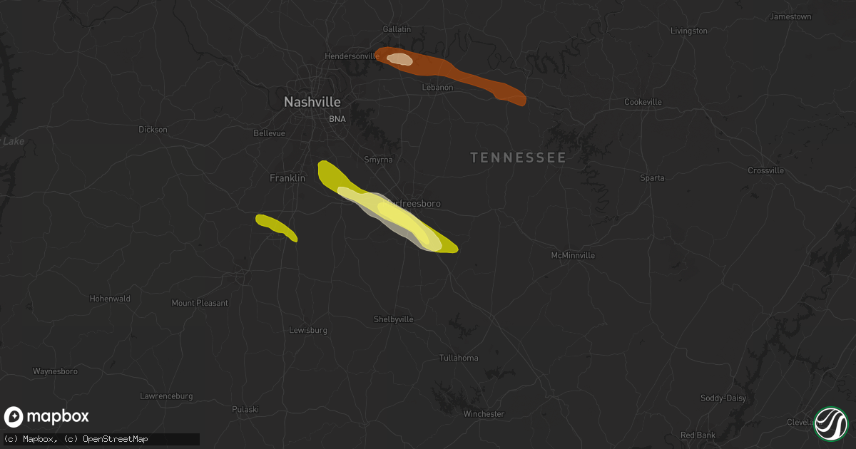 Hail map in Murfreesboro, TN on June 10, 2013