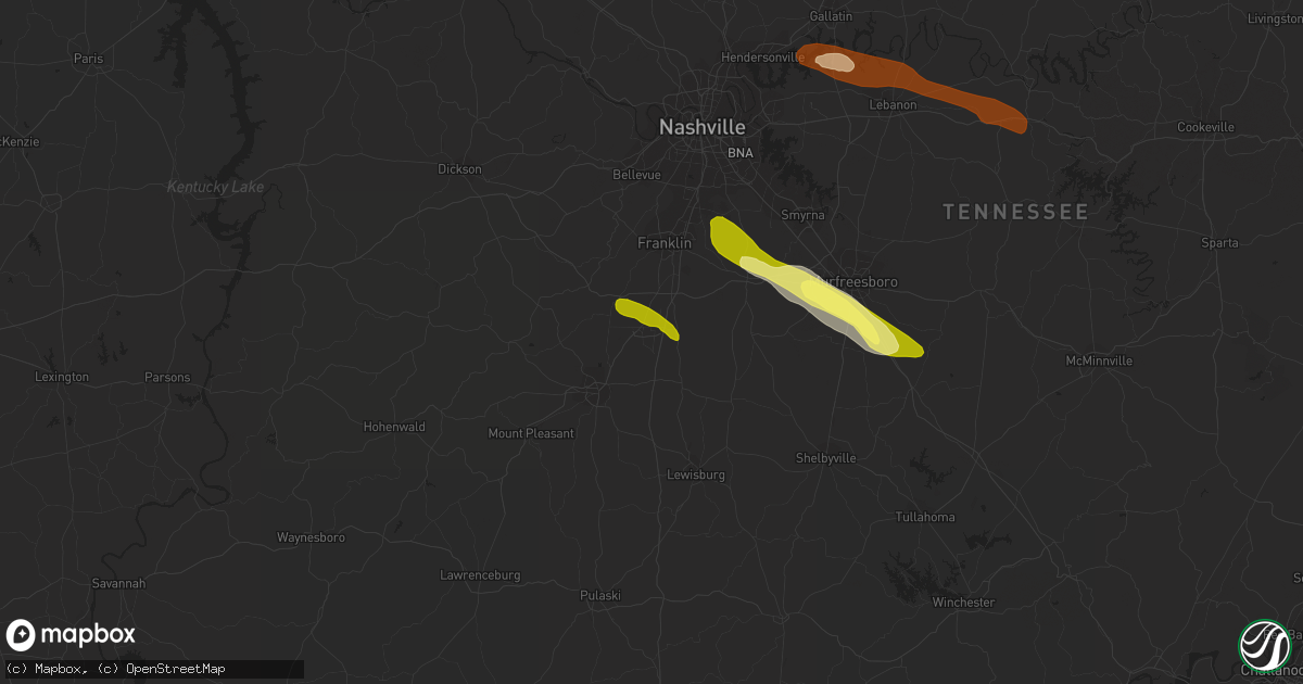Hail map in Spring Hill, TN on June 10, 2013