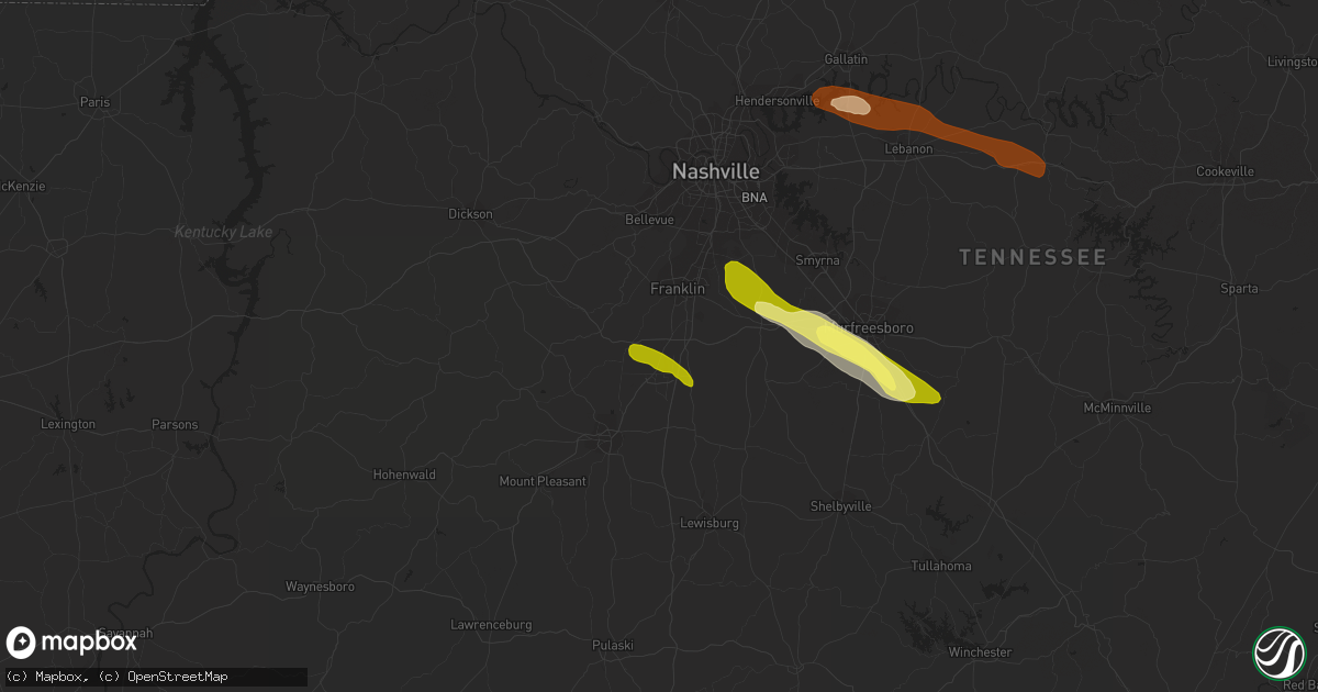 Hail map in Thompsons Station, TN on June 10, 2013