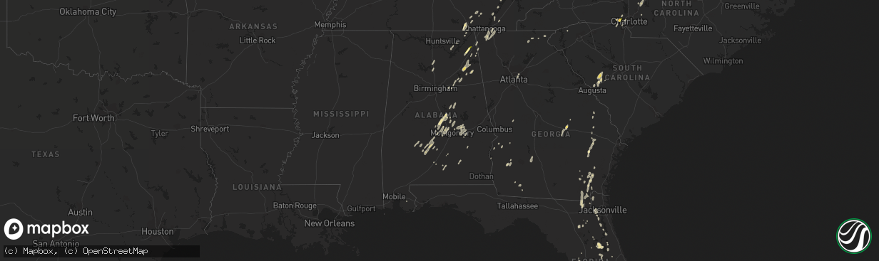 Hail map in Alabama on June 10, 2014