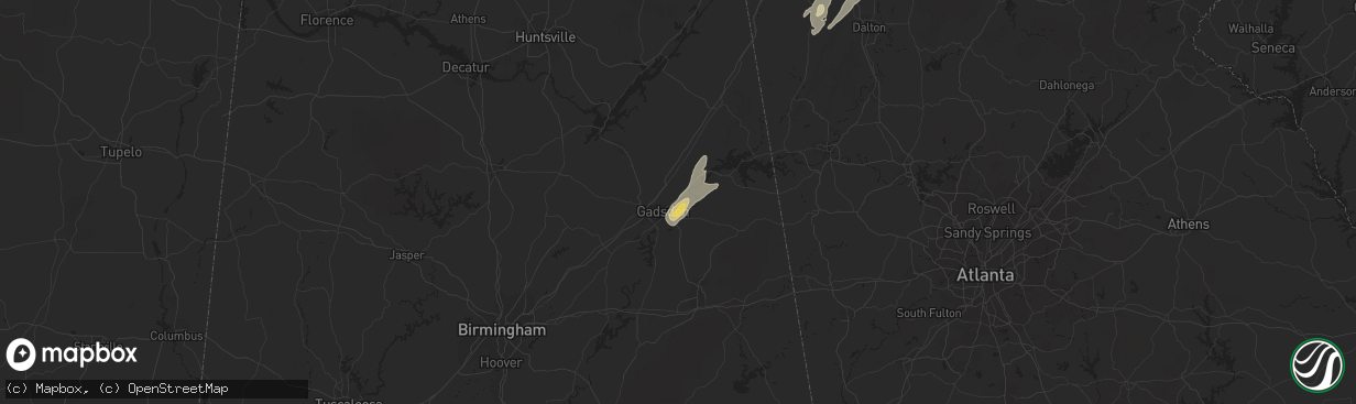 Hail map in Gadsden, AL on June 10, 2014