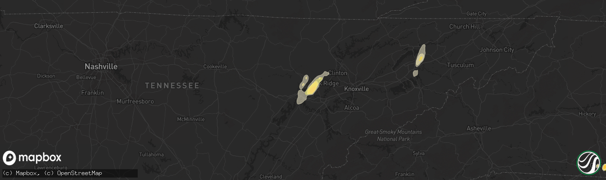 Hail map in Harriman, TN on June 10, 2014