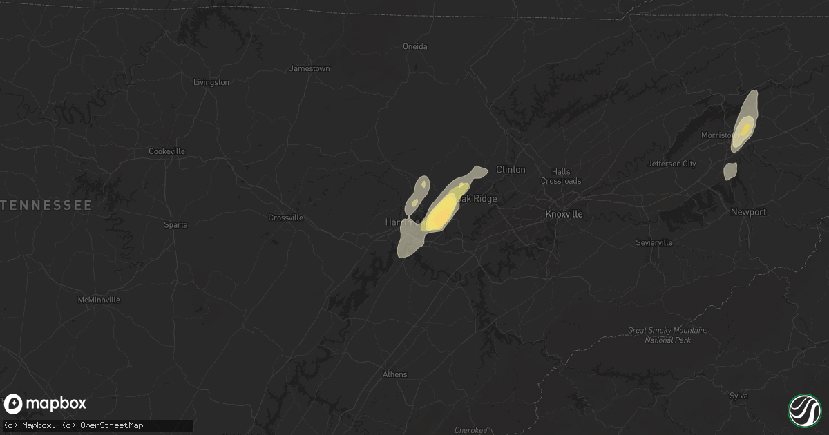 Hail map in Harriman, TN on June 10, 2014
