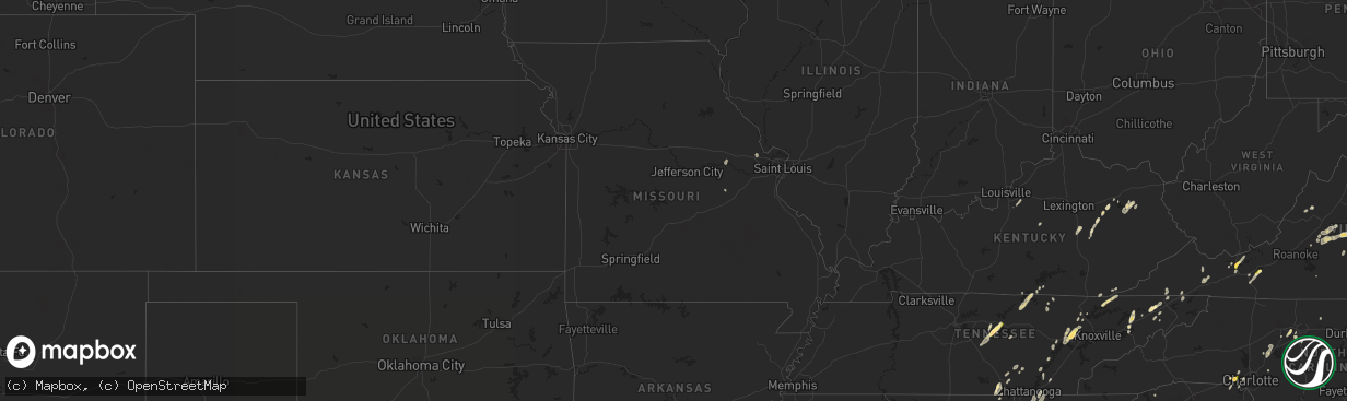 Hail map in Missouri on June 10, 2014