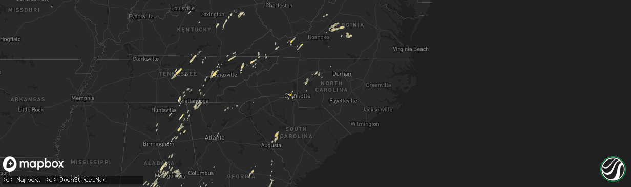 Hail map in North Carolina on June 10, 2014