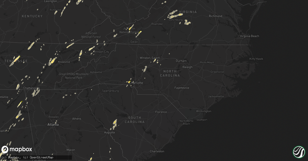 Hail map in North Carolina on June 10, 2014