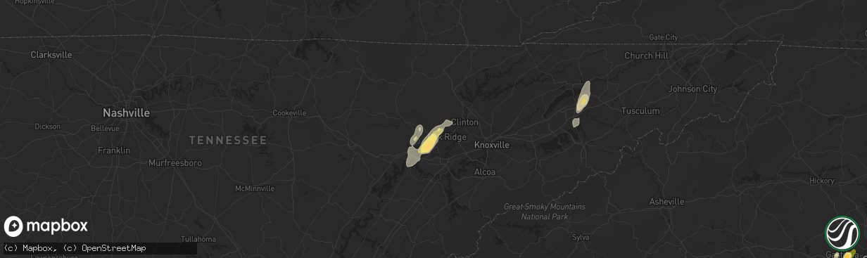 Hail map in Oliver Springs, TN on June 10, 2014