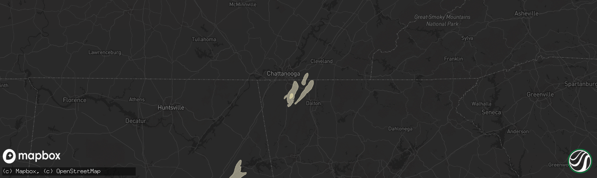 Hail map in Ringgold, GA on June 10, 2014