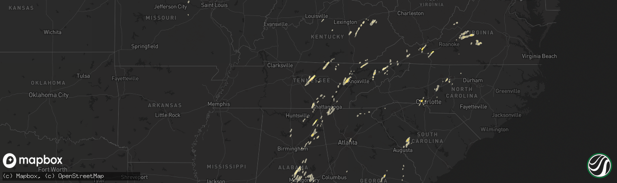 Hail map in Tennessee on June 10, 2014