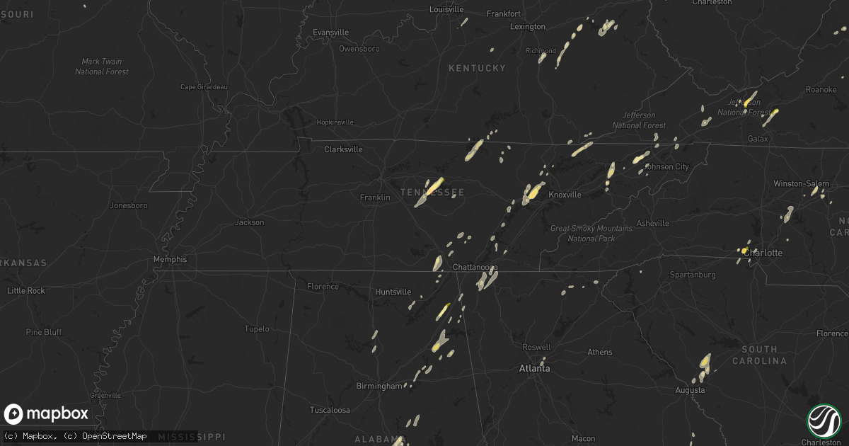 Hail map in Tennessee on June 10, 2014