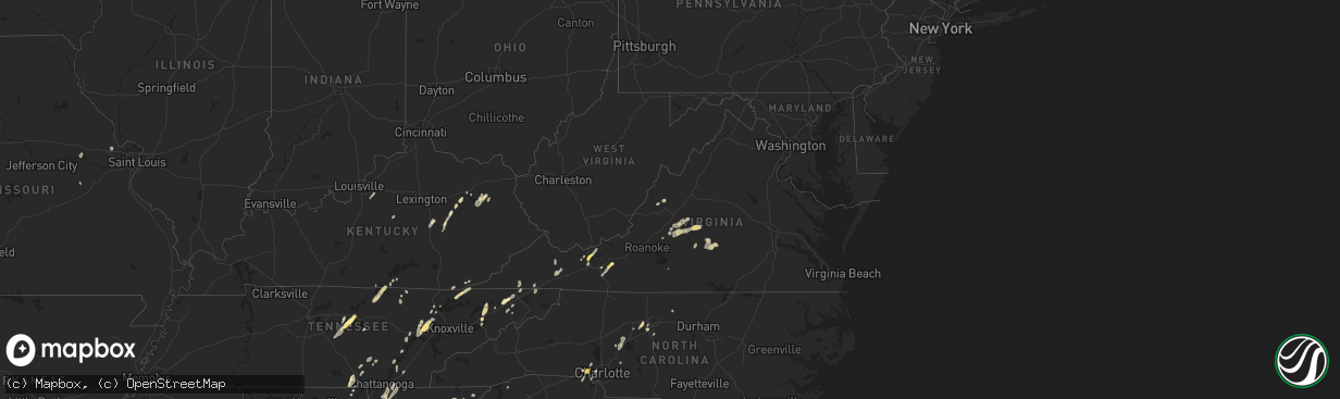 Hail map in Virginia on June 10, 2014