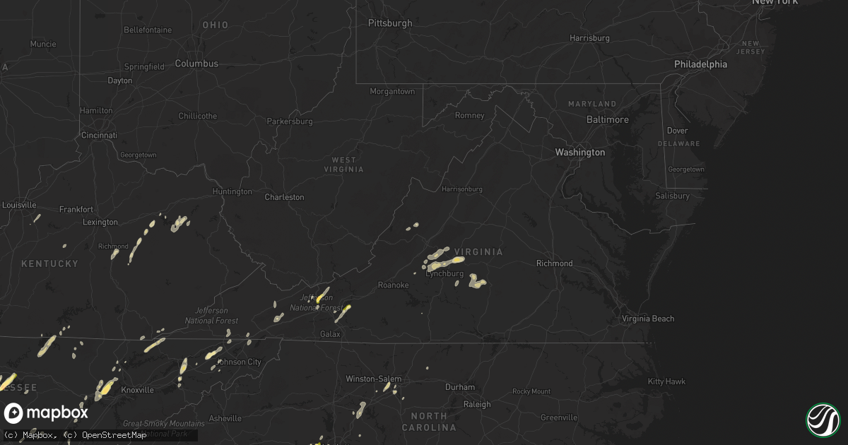 Hail map in Virginia on June 10, 2014