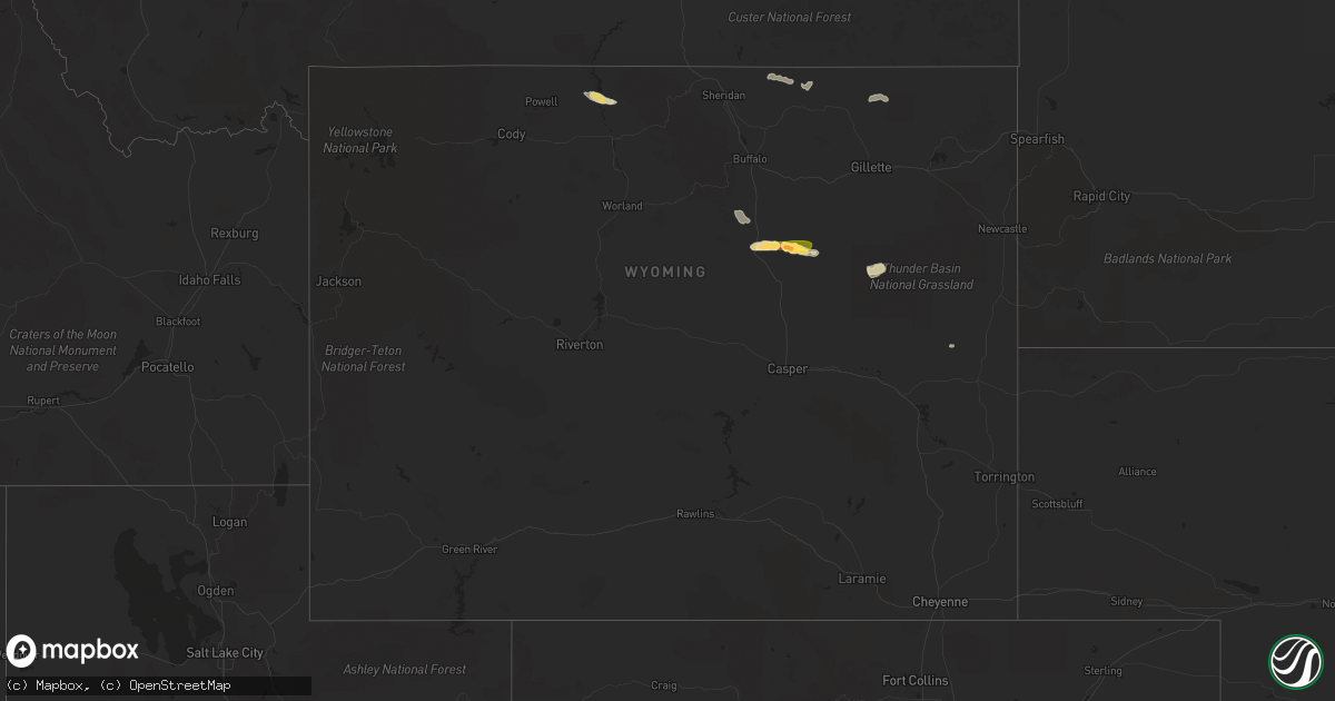 Hail map in Wyoming on June 10, 2014