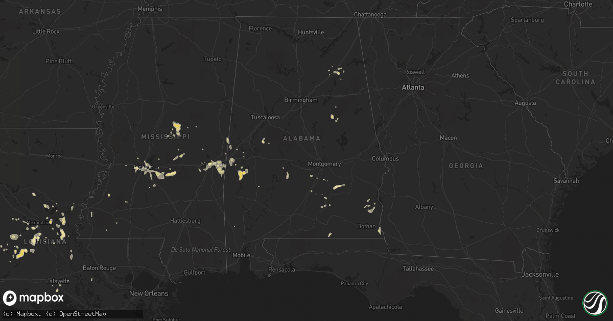 Hail map in Alabama on June 10, 2015