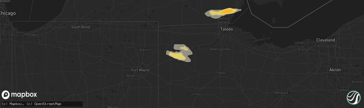 Hail map in Defiance, OH on June 10, 2015