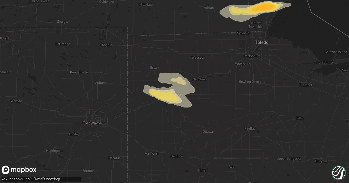 Hail map in Defiance, OH on June 10, 2015