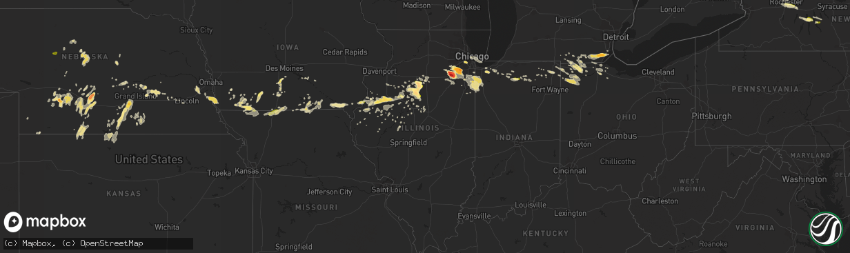 Hail map in Illinois on June 10, 2015