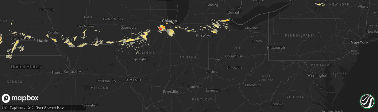 Hail map in Indiana on June 10, 2015