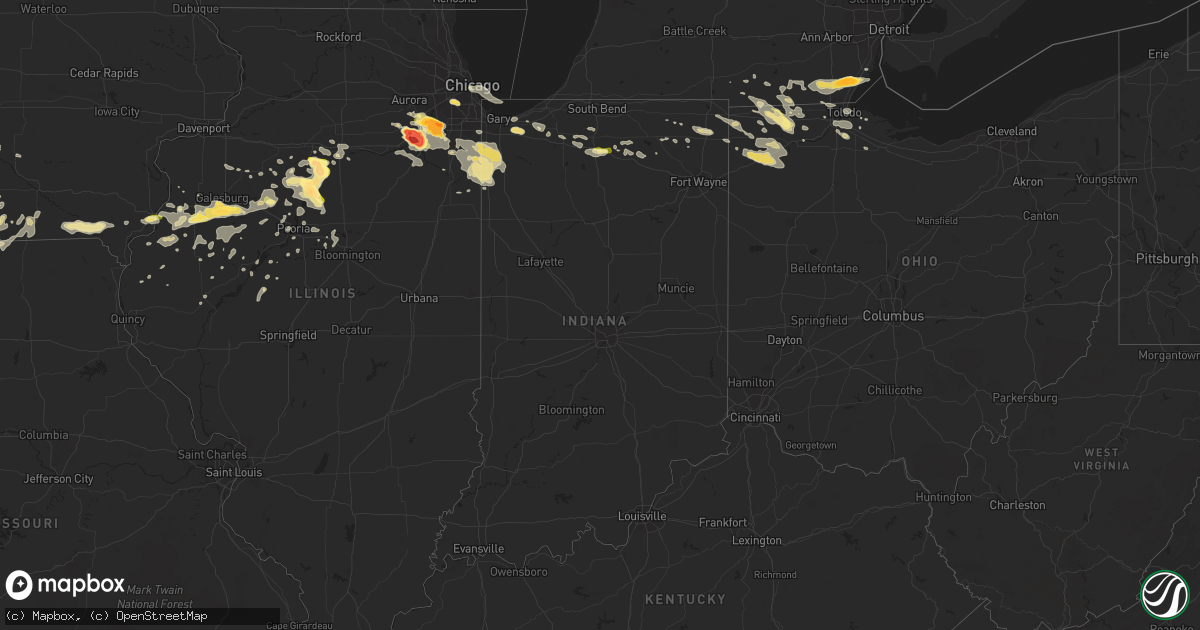 Hail map in Indiana on June 10, 2015