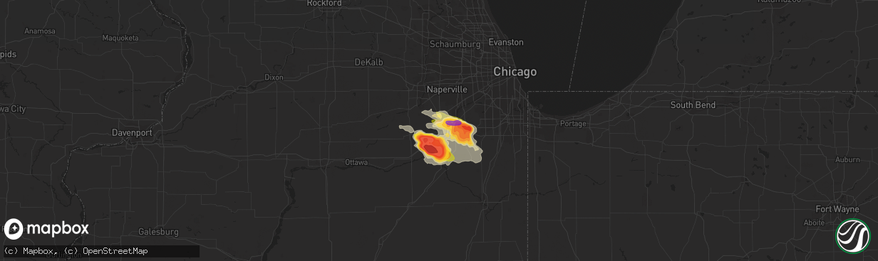 Hail map in Joliet, IL on June 10, 2015