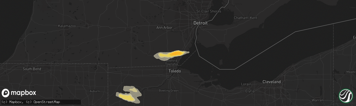 Hail map in Monroe, MI on June 10, 2015