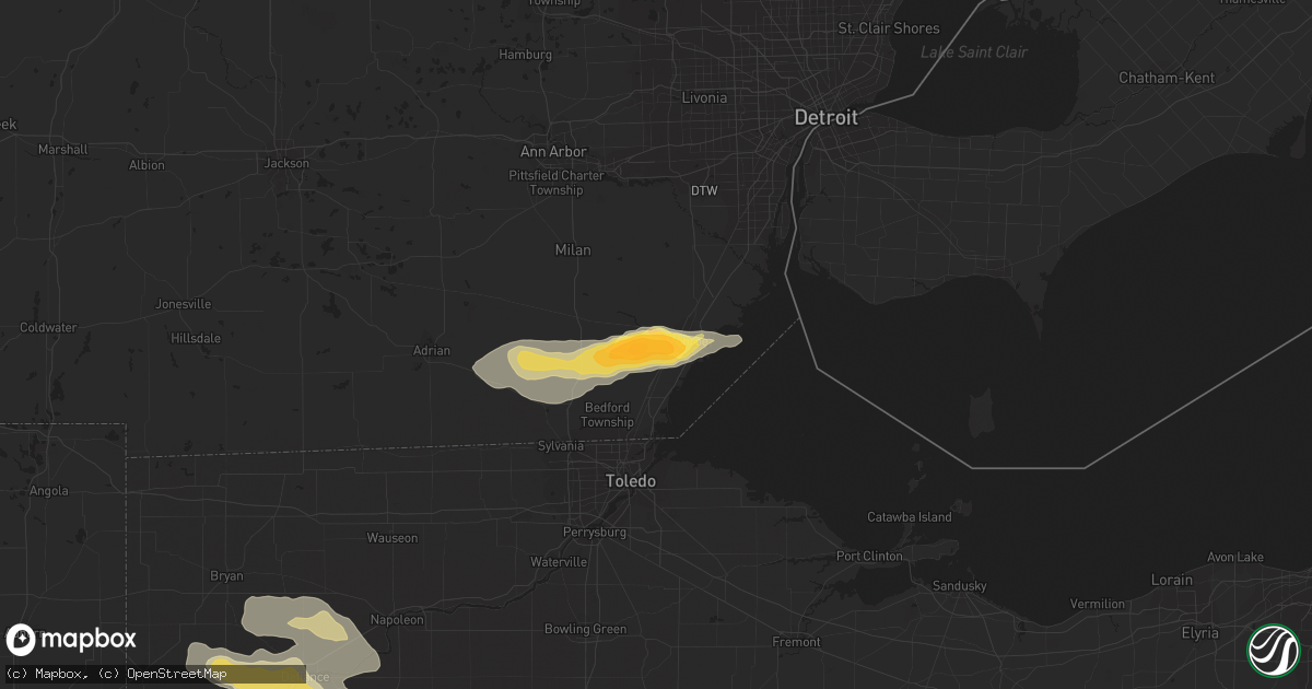Hail map in Monroe, MI on June 10, 2015