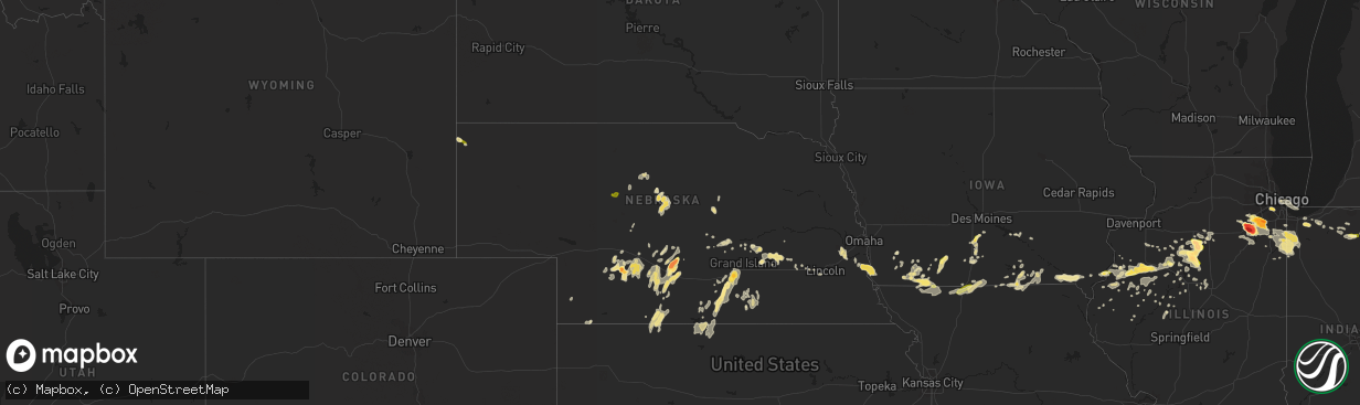 Hail map in Nebraska on June 10, 2015