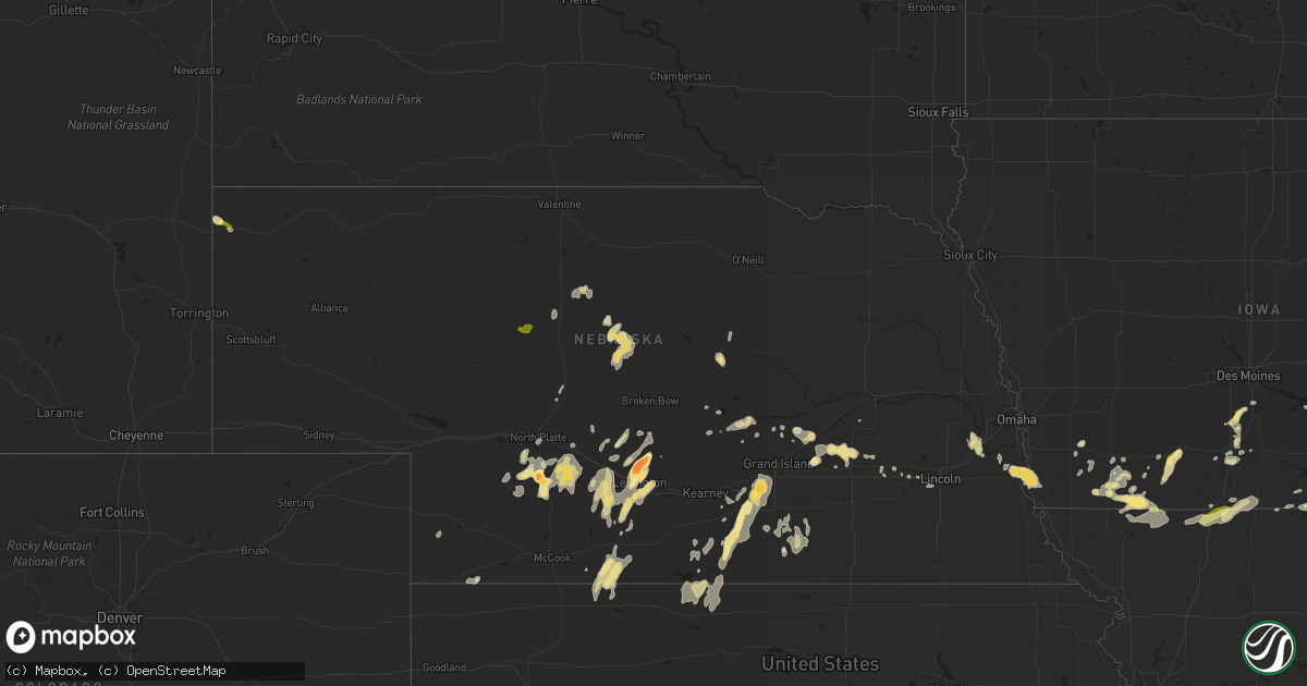 Hail map in Nebraska on June 10, 2015