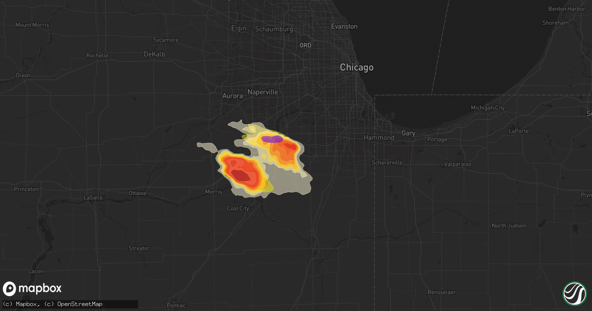 Hail map in New Lenox, IL on June 10, 2015