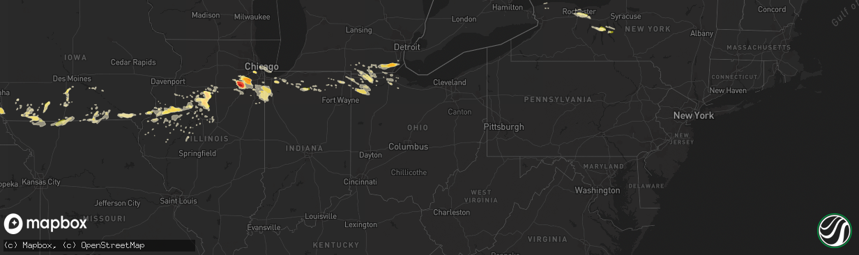 Hail map in Ohio on June 10, 2015