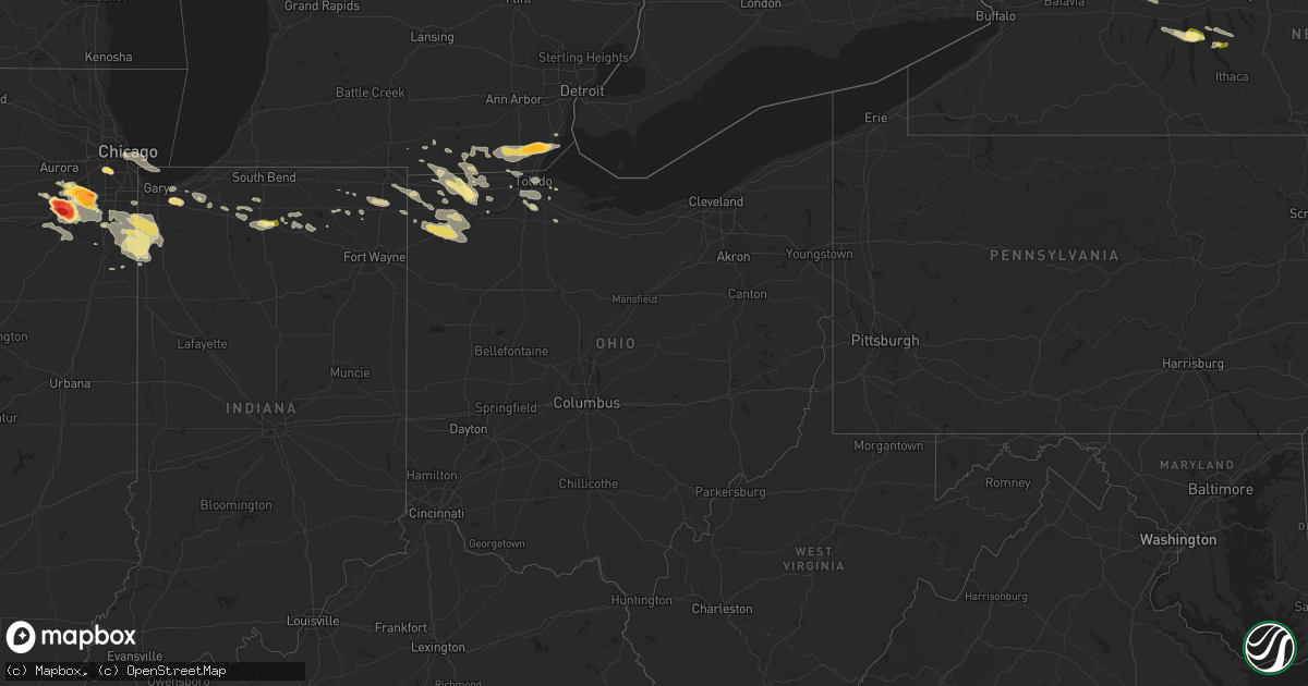 Hail map in Ohio on June 10, 2015