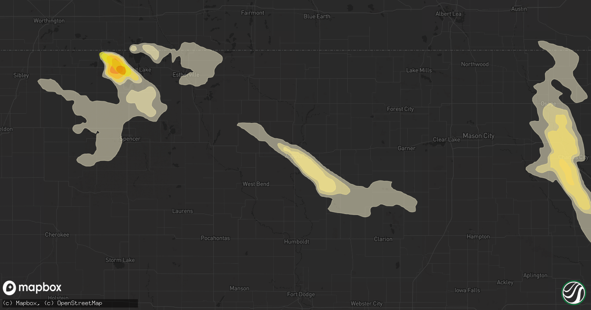 Hail map in Algona, IA on June 10, 2016