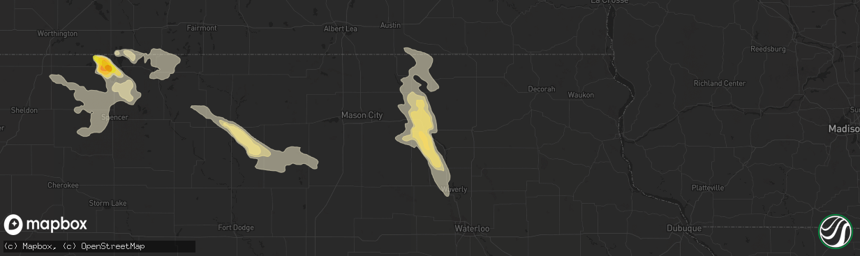 Hail map in Charles City, IA on June 10, 2016